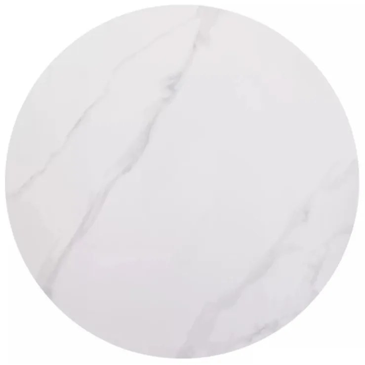 Masa rotunda de dining RION 90 cm cu blat ceramic, marmura alba