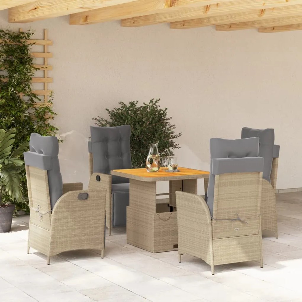 3277484 vidaXL Set mobilier de grădină cu perne, 5 piese, bej, poliratan