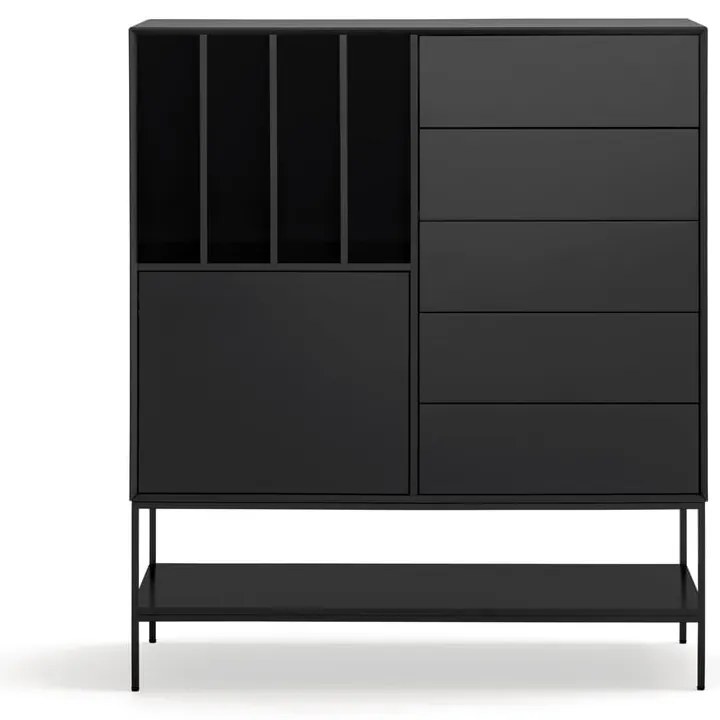 Dulap negru 120x140x45 cm Platt – Teulat