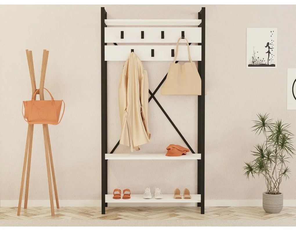 Cuier cu raft pentru încălțăminte Alfa White andGrey