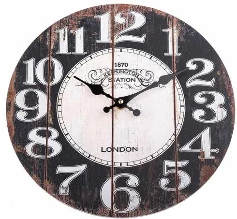 Ceas de perete Kensington, din lemn, diam. 34 cm