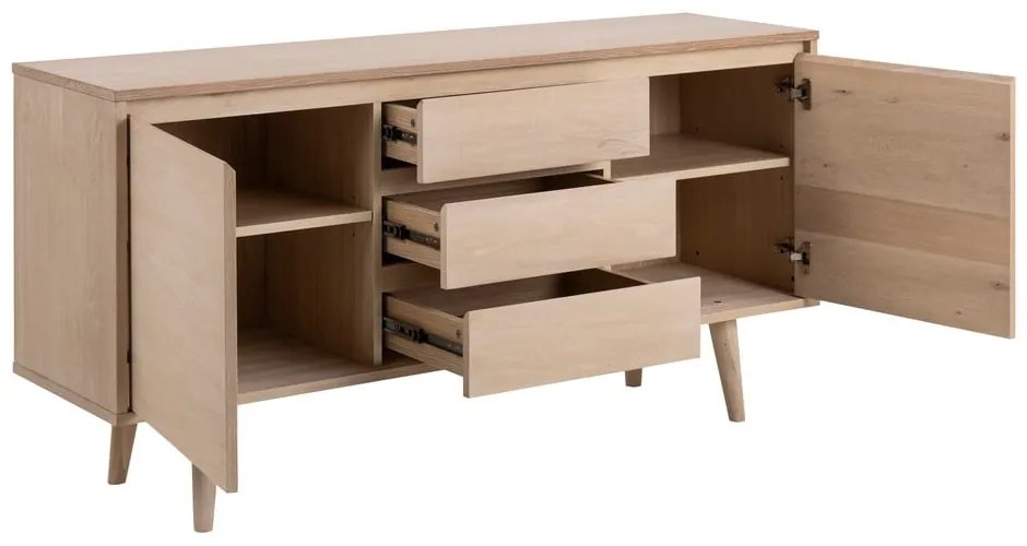 Comodă în culoare naturală joasă cu aspect de lemn de stejar 150x75 cm Nagano – Actona