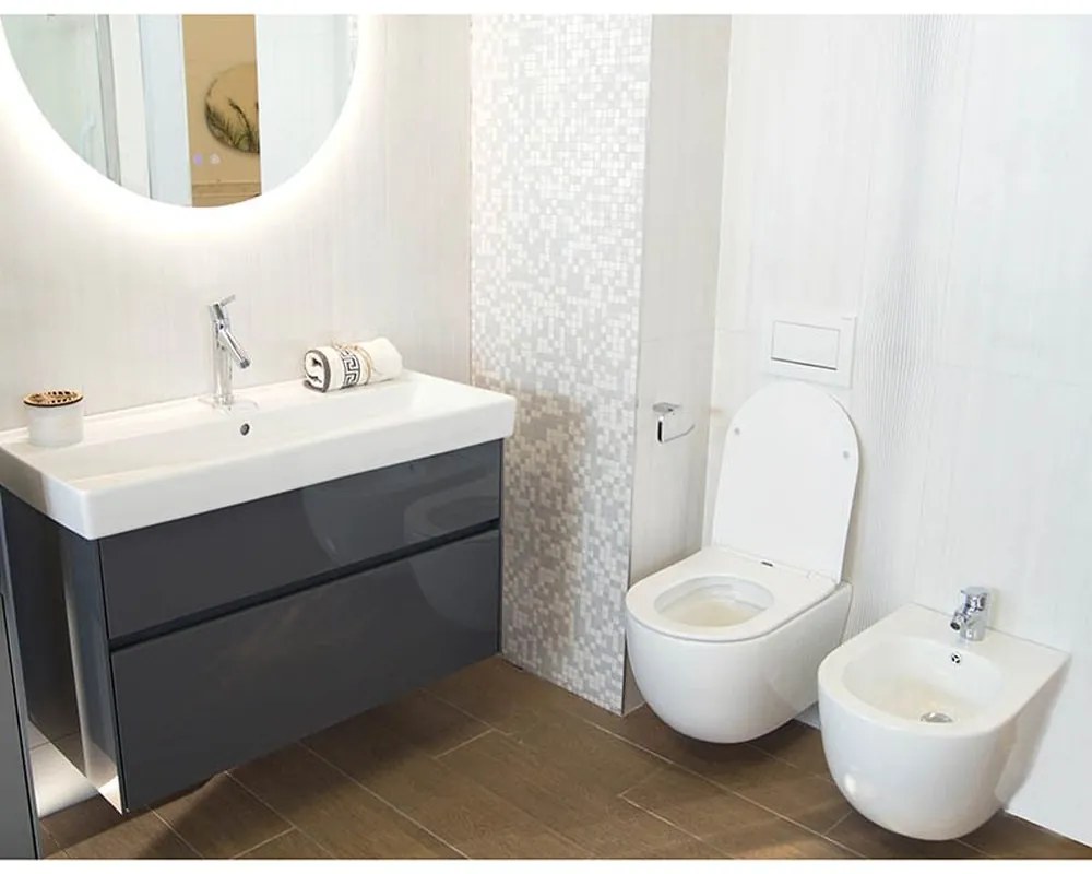 Bideu suspendat alb, Fluminia, Minerva Alb