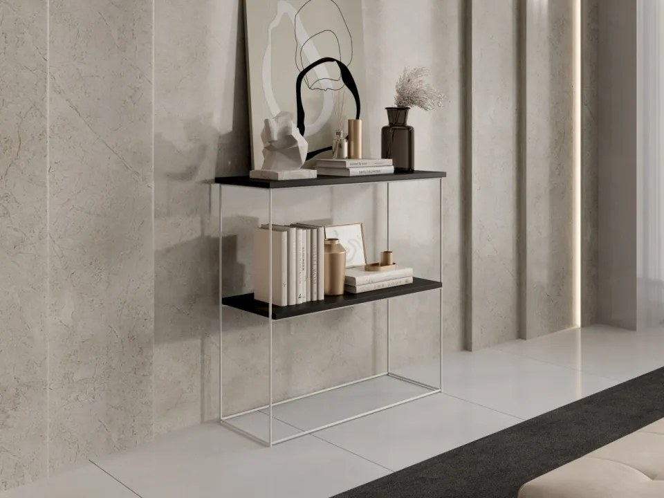 Consolă hol, 80x30x80 cm TONI 2, ADRK Furniture (Culoare: Negru / Stejar Lancelot)