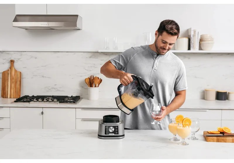 Blender Ninja Foodi Power Nutri CB350EU, 1200W, 2.1L, 3in1, 6 programe, Smart Torque, Auto-iQ, Negru/inox