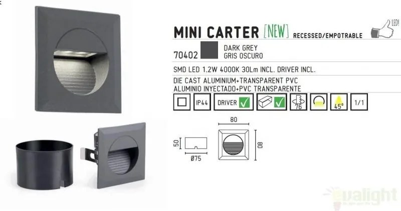 Corp exterior incastrabil LED IP44 Mini Carter 70402