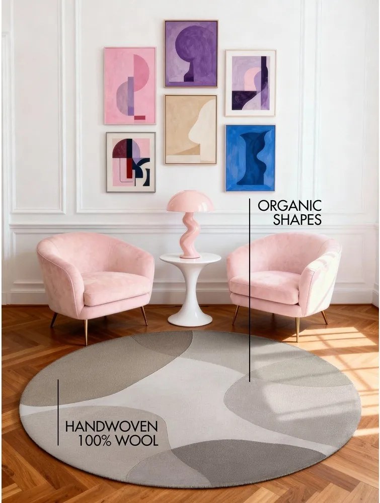 Covor bej țesut manual rotund din lână ø 200 cm Hackney Clarissa – Ted Baker