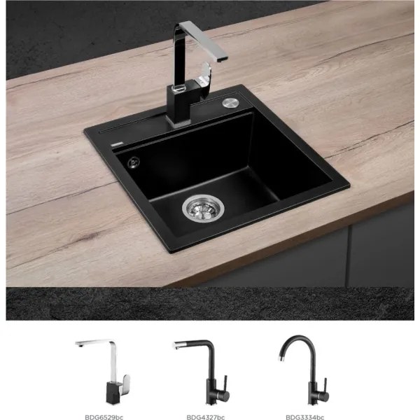 Chiuvetă de bucătărie CUBIS 49x51 cm granit/negru - Concept DG00C50BC
