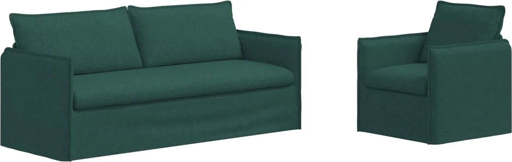 vidaXL Set de canapea 2 pcs Verde închis 196 x 82 x 85 cm țesătură