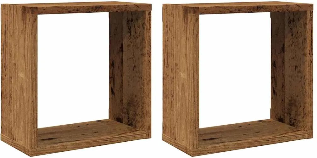 vidaXL Rafturi de perete cub, 2 buc., lemn vechi, 30x15x30 cm lemn