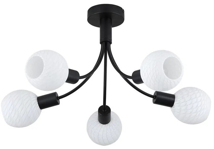 Lustra aplicata metal negru, sticla opal Nova 5L