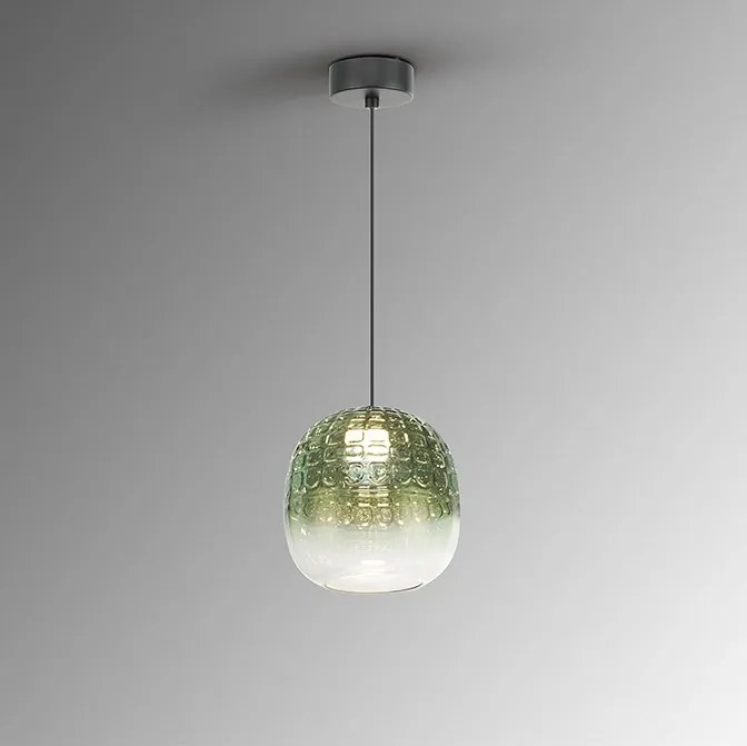 Lustra, Pendul LED modern sticla verde Mares 17cm