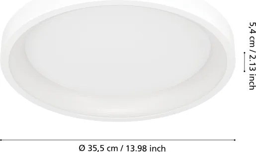 Eglo 901912 - Plafonieră LORETELLO-Z LED RGBW, reglabilă, 19,6W, 230V, Ø35 cm, alb