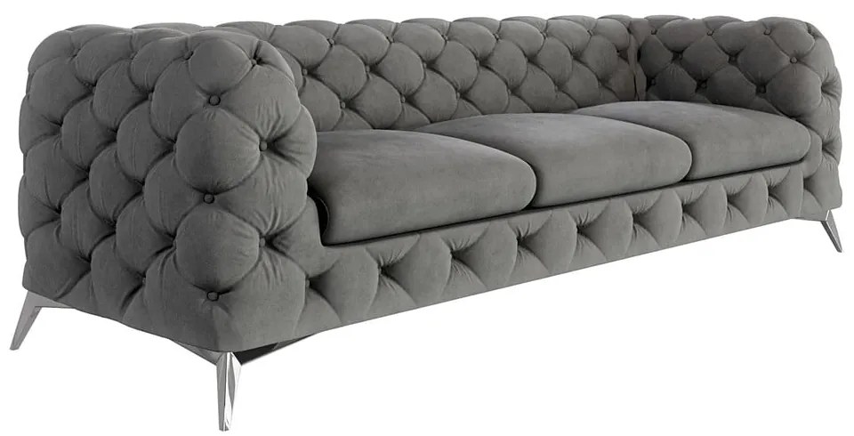 Canapea gri cu tapițerie din catifea 243 cm Chelsea – Ropez