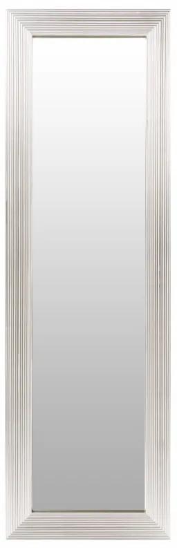 Oglinda dreptunghiulara cu rama din polistiren alba/argintie Harper, 147cm (L) x 47cm (L) x 1,8cm (H)