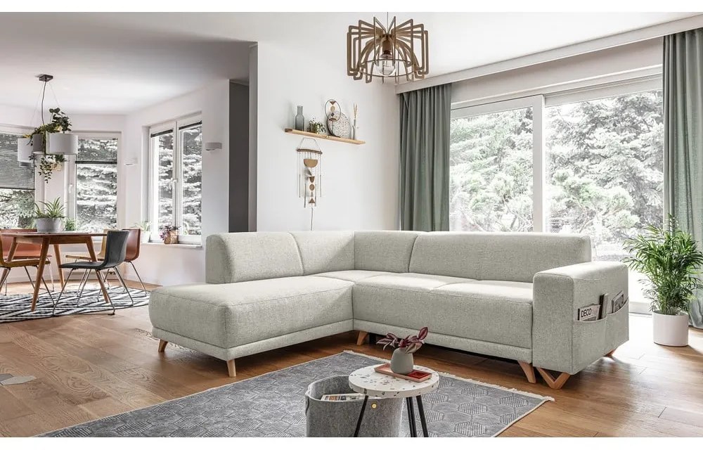 Colțar bej extensibil/cu spațiu de depozitare (cu colț pe partea stângă/în formă de ”L”) Classy Sophie – Miuform