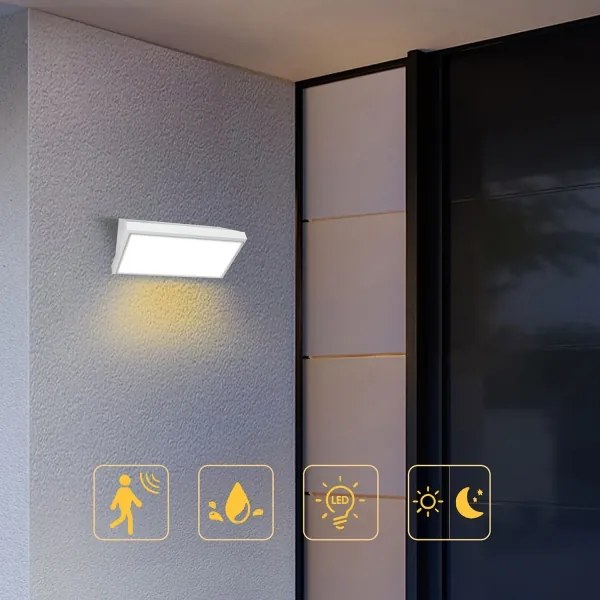 Brilagi-LED Aplica de perete exterior cu senzor TRIANGLE LED/20W/230V alb IP65