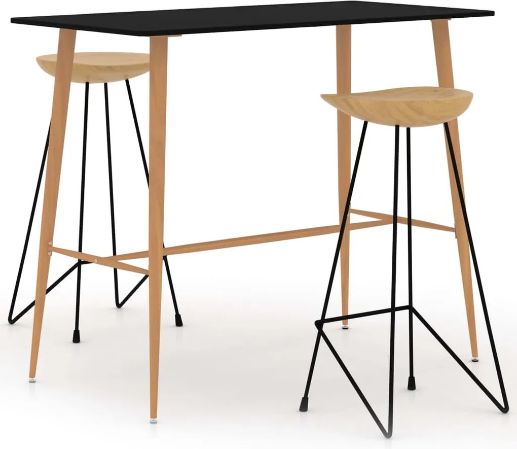 vidaXL Set de bar, 3 piese, negru