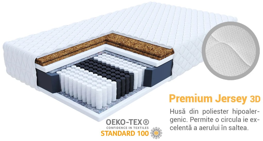 Saltea cu arcuri Frasio 80x200 cu cocos