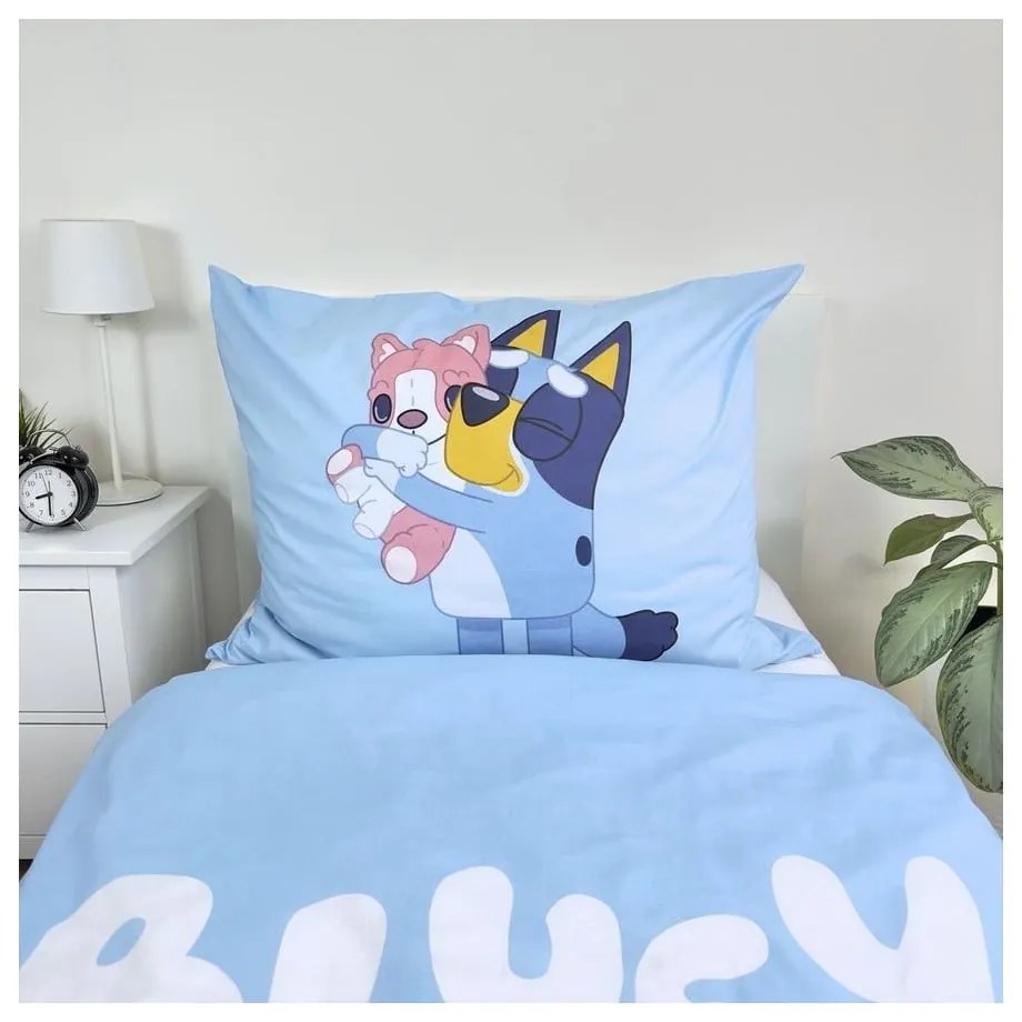 Lenjerie de pat pentru copii din bumbac pentru pat de o persoană 140x200 cm Bluey – Jerry Fabrics