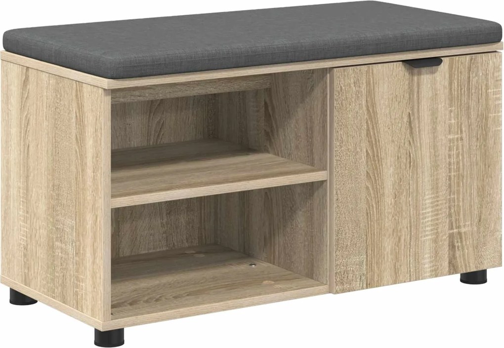vidaXL Bancă pentru hol cu pernă cu raft Stejar Sonoma 80 x 38 x 46 cm