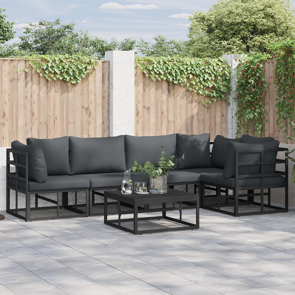 vidaXL Set de canapele pentru grădină 5 pcs Negru 283 x 143 x 71 cm