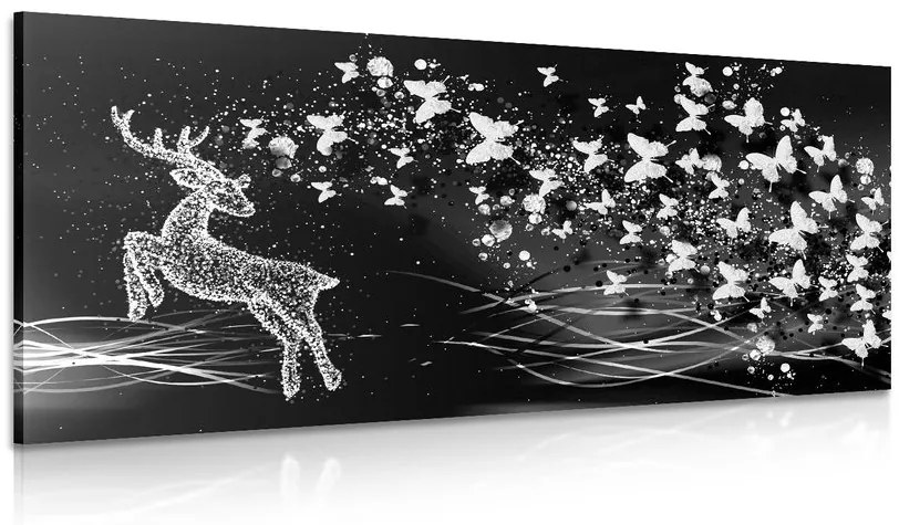 Tablou cerb splendid cu fluturi alb-negru