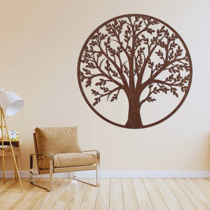 SENTOP | Copacul Vieții din lemn, într-un cerc – decorațiune murală | FORTIS