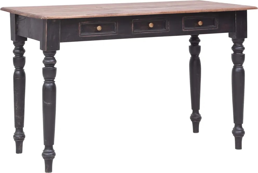 vidaXL Birou cu 3 sertare, 117 x 57 x 75 cm, lemn masiv de mahon