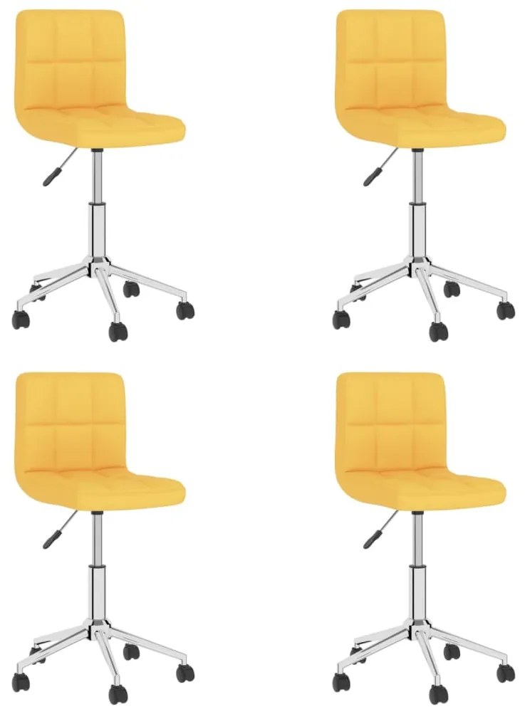 3087704 vidaXL Scaune de bucătărie pivotante 4 buc. galben muștar textil