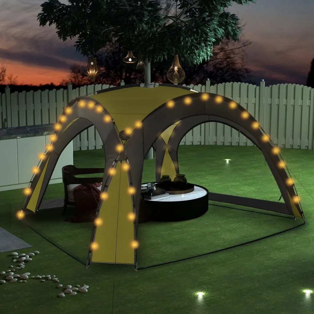 vidaXL Cort petrecere cu LED &amp; 4 pereți laterali, verde, 3,6x3,6x2,3 m