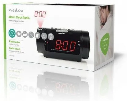 Nedis Ceas deșteptător digital cu radio șiproiecție Ecran LED de 0,9"