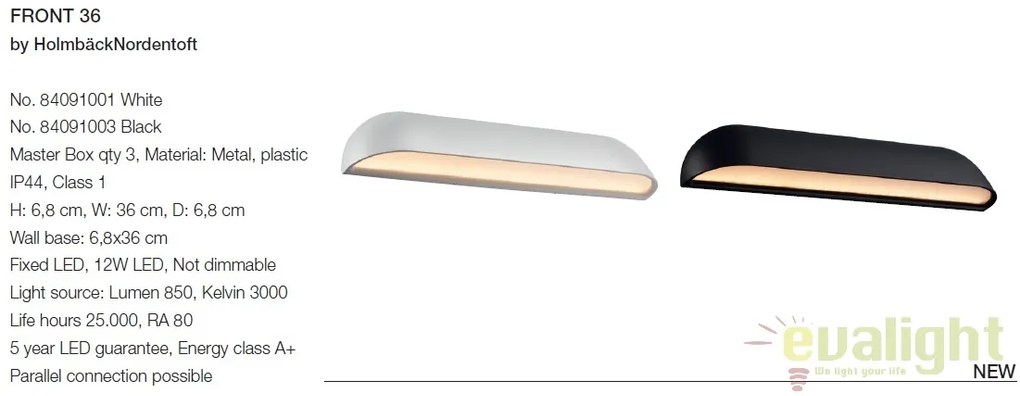 Aplica de perete LED pentru iluminat exterior cu protectie IP44 FRONT 36 neagra 84091003 DFTP