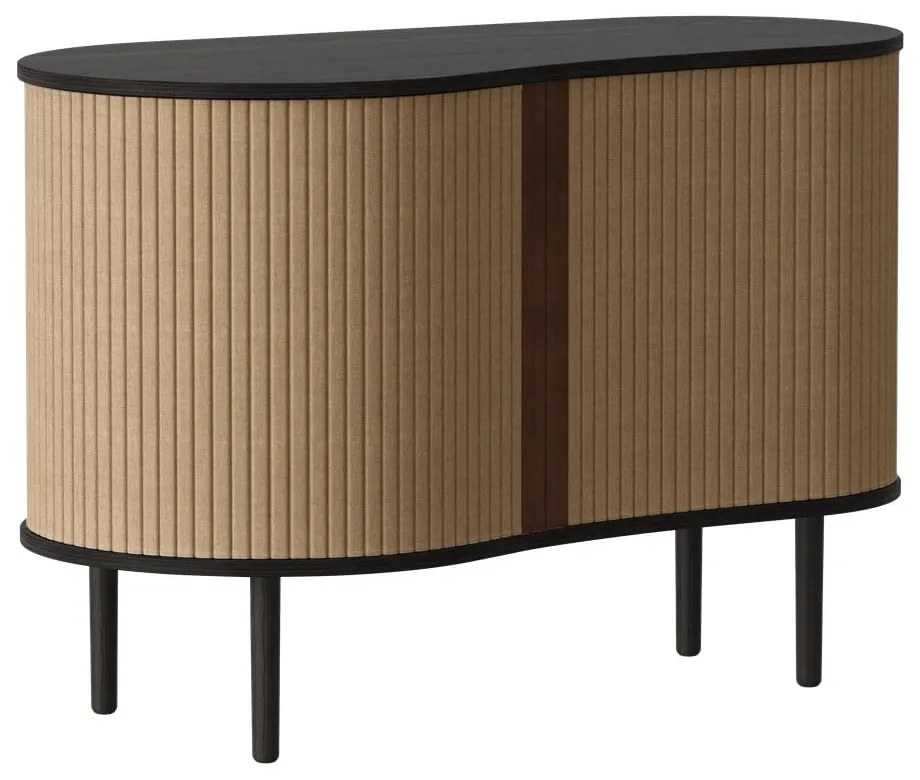 Comodă maro/maro deschis joasă cu aspect de lemn de stejar cu ușă glisantă 100x67 cm Audacious – UMAGE