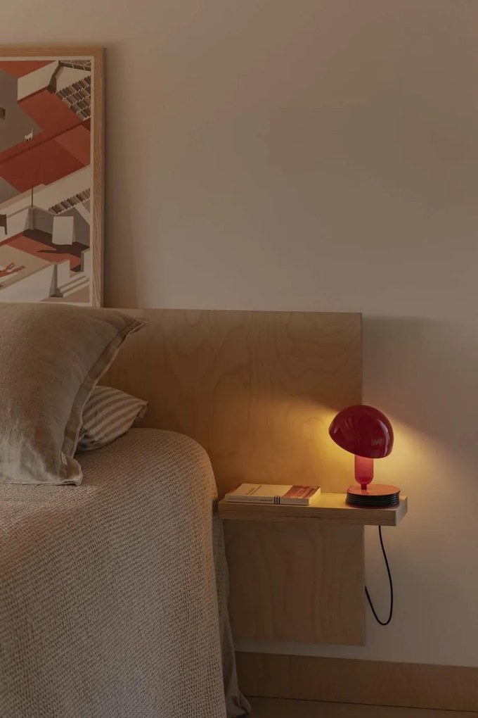 Veioza/Lampa de masa cu clips BELA rosie