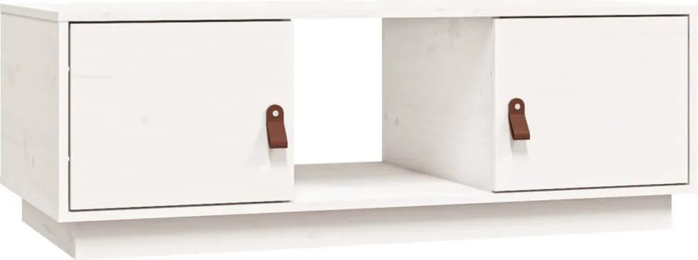 vidaXL Măsuță de cafea, alb, 100x50x35 cm, lemn masiv de pin