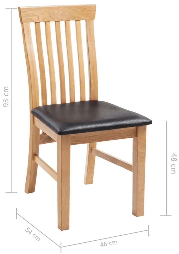 Scaune de bucatarie 2 buc, lemn masiv stejar  piele ecologica 2