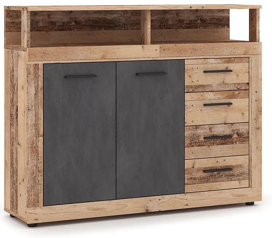 Comodă RUNA, maro deschis/antracit