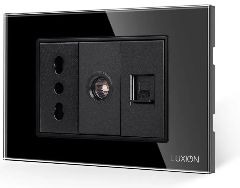 Priza Ingusta + TV + Internet cu Rama din Sticla LUXION, Standard Italian, 3M