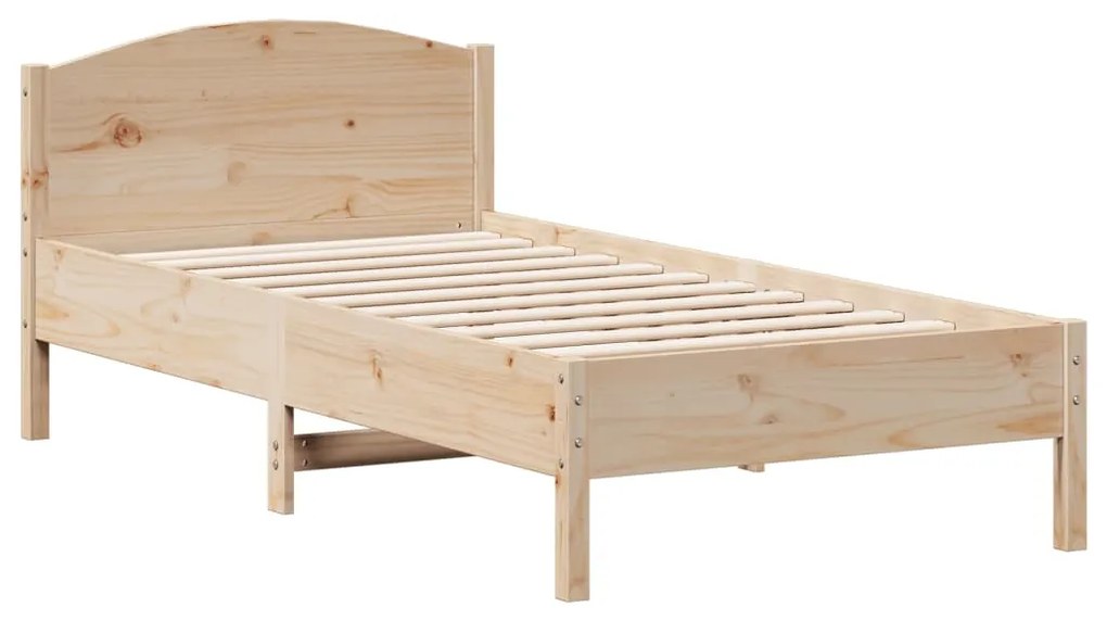 842622 vidaXL Cadru de pat cu tăblie, 90x190 cm, lemn masiv pin