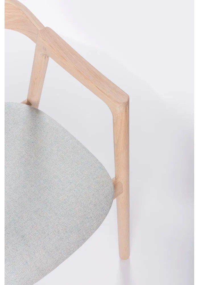 Scaun din lemn masiv de stejar Gazzda Muna, albastru - gri