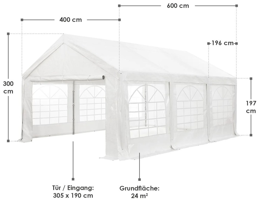 Cort petrecere Gala 4x6 m alb