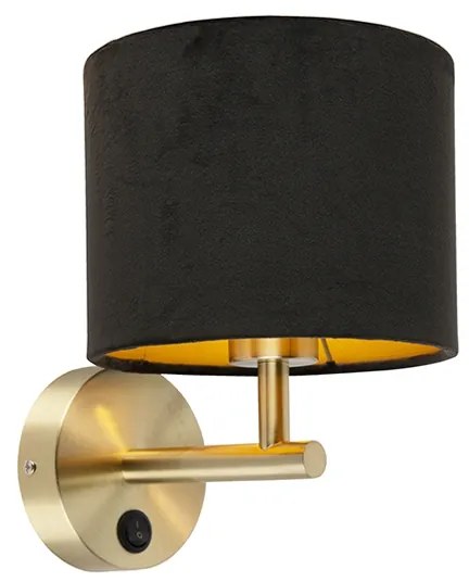 Lampa de perete clasică aurie cu abajur din catifea neagră - Combi
