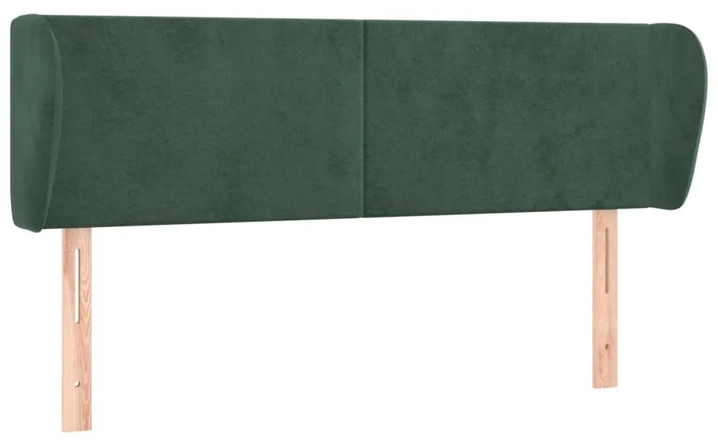 3116915 vidaXL Tăblie de pat cu aripioare verde închis 147x23x78/88 cm catifea