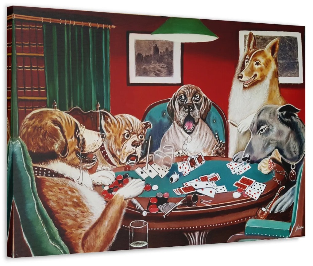 Tablou Canvas Dog  Poker Society 60x40 cm