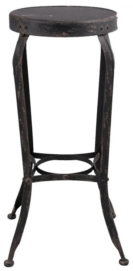 Scaun bar rotund, negru, din metal, Ø37x72 cm, stil industrial vintage
