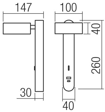 Redo 01-4640 - Aplică LED de perete SADES LED/6W/230V CRI 90 USB albă
