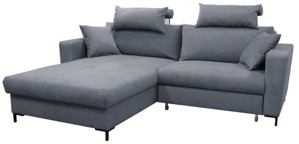 Colțar extensibil în formă de L cu spațiu de depozitare, orientare stânga — HORTA, gri închis