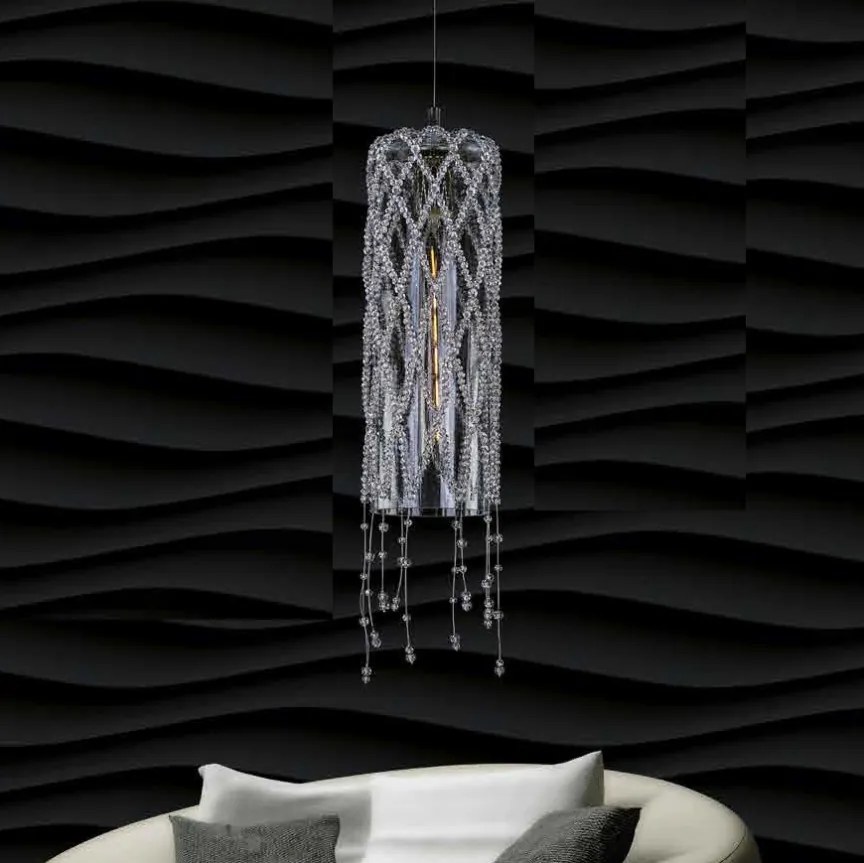 Lustra moderna Vision, eleganta, design LUX acoperita cu cristale ROSÉE CYLINDER