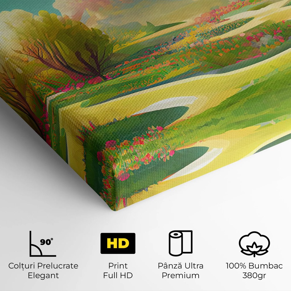 Tablou Canvas, 80x160cm, Dormitor si Living, Peisaje, Vara, Cartoon Spring